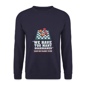 BOARDGAMES GIFT: Too many board games - Unisex Sweatshirt - navy - Front - Alina (178cm) & Michal (187cm)