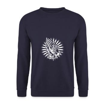 Rosary Praying hands Prayer Faith God Jesus - Unisex Sweatshirt - navy - Front - Alina (178cm) & Michal (187cm)