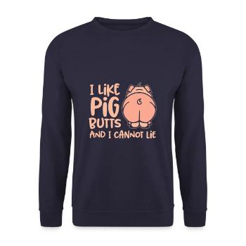 BBQ Grill Grilling Chef Cook Chef Pig Ham - Unisex Sweatshirt - navy - Front - Alina (178cm) & Michal (187cm)