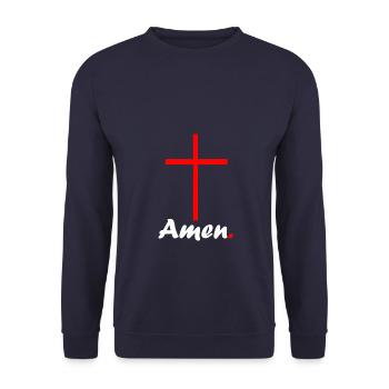 Amen - Unisex Pullover - Navy - Vorne - Alina (178cm) & Michal (187cm)