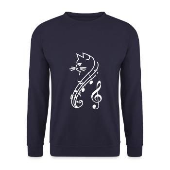 Chat musique instrument piano guitare violon flûte - Sweat-shirt Unisexe - marine - Devant - Alina (178cm) & Michal (187cm)