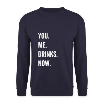 You Me Drinks Now Pickup Artist Bartender Gift - Unisex Sweatshirt - navy - Front - Alina (178cm) & Michal (187cm)