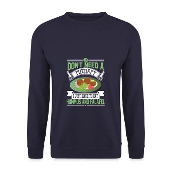 Hummus and Falafel T-Shirt - Unisex Sweatshirt - navy - Front - Alina (178cm) & Michal (187cm)