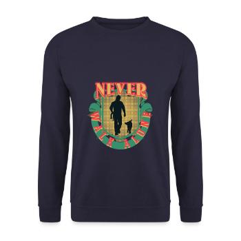 Dogwalker Dogs ne jamais marcher seul cadeau - Sweat-shirt Unisexe - marine - Devant - Alina (178cm) & Michal (187cm)