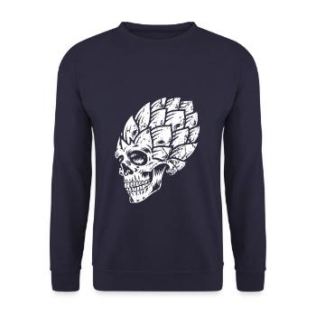 Bier Brauer Hopfen Grillen Goasmaß Totenkopf - Unisex Pullover - Navy - Vorne - Alina (178cm) & Michal (187cm)