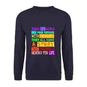 Travel The World - Unisex Pullover - Navy - Vorne - Alina (178cm) & Michal (187cm)