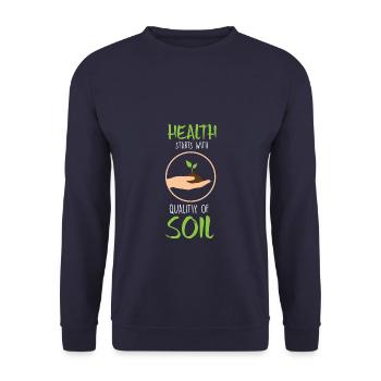 Quality Of Soil T-Shirt - Unisex Pullover - Navy - Vorne - Alina (178cm) & Michal (187cm)