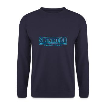 Skinhead traditionnel imprimé - Punks & Skins Ltd - Sweat-shirt Unisexe - marine - Devant - Alina (178cm) & Michal (187cm)