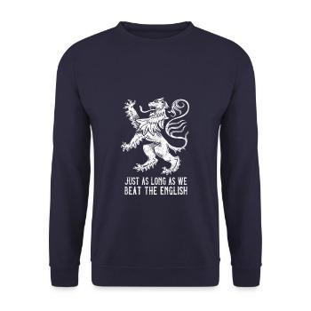 Schottischer zügelloser Löweentwurf Schottland-Mantel von - Unisex Pullover - Navy - Vorne - Alina (178cm) & Michal (187cm)