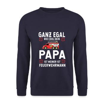 Feuerwehr Papa Freiwillig Kind Geschenk - Unisex Pullover - Navy - Vorne - Alina (178cm) & Michal (187cm)