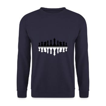 Schach Schachmatt Denksport Chess - Unisex Pullover - Navy - Vorne - Alina (178cm) & Michal (187cm)