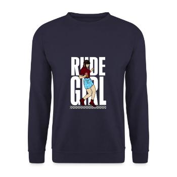 Rude Girl print | 1969 | Trojan Skinhead Clothing - Unisex Sweatshirt - navy - Front - Alina (178cm) & Michal (187cm)