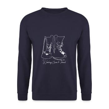 Working Class & Fier produit par Skinhead - Sweat-shirt Unisexe - marine - Devant - Alina (178cm) & Michal (187cm)