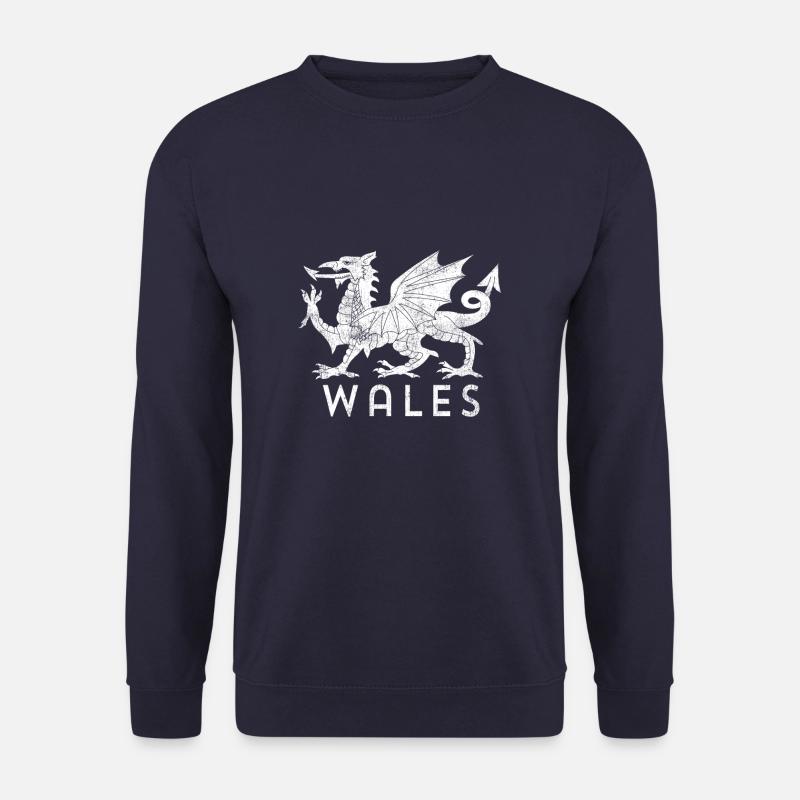 Beunruhigtes Waliser-Flaggenprodukt | Wales Designs - Unisex Pullover - Navy