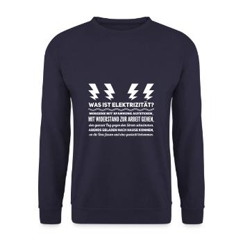 Arbeit Arbeiten Elektriker - Unisex Pullover - Navy - Vorne - Alina (178cm) & Michal (187cm)
