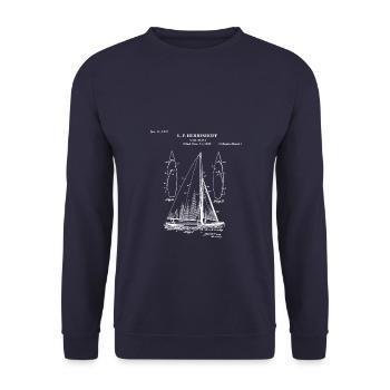 Sailing sailboat sailor regatta blueprint gift - Unisex Sweatshirt - navy - Front - Alina (178cm) & Michal (187cm)
