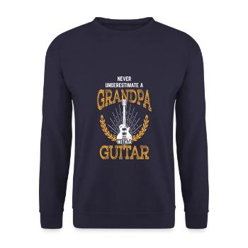 Opa Gitarrist Gitarre E-Gitarre eGitarre Geschenk - Unisex Pullover - Navy - Vorne - Alina (178cm) & Michal (187cm)
