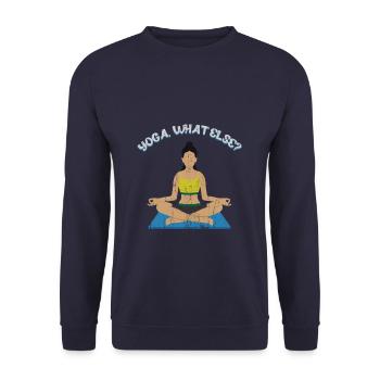 Yoga quoi d'autre? Énonciations de yoga - Sweat-shirt Unisexe - marine - Devant - Alina (178cm) & Michal (187cm)