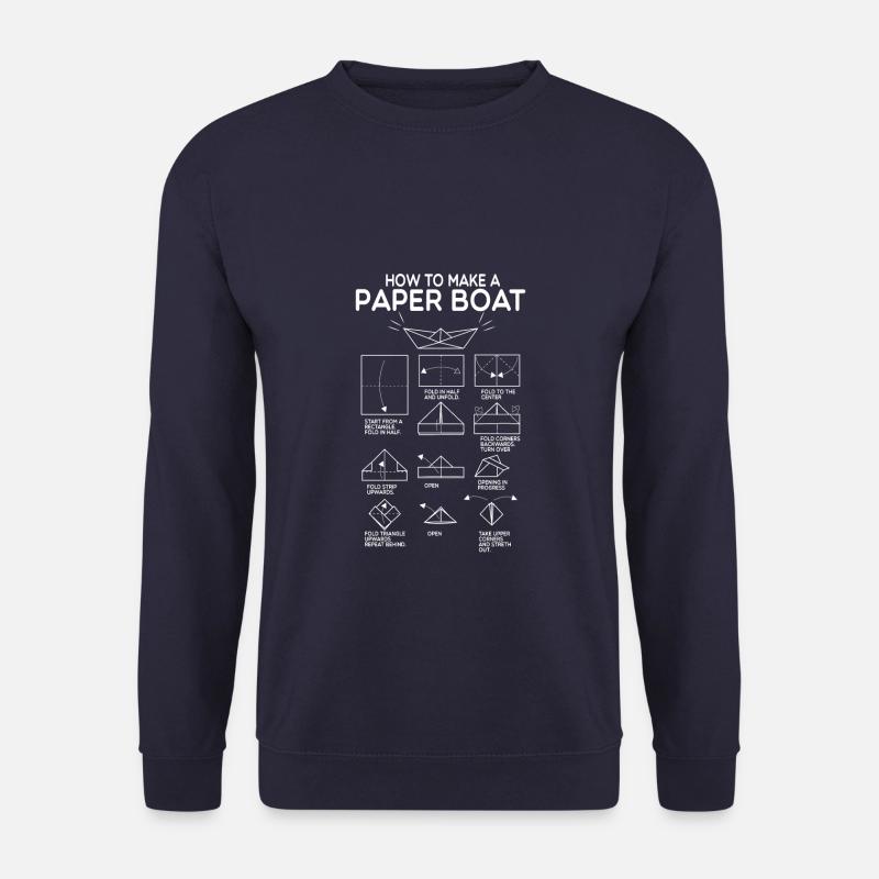Papierschiffchen Papierboot Faltanleitung Basteln - Unisex Pullover - Navy