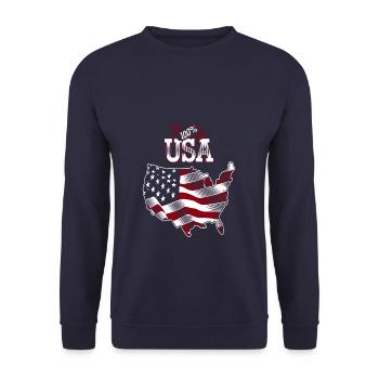 100% USA - Unisex Pullover - Navy - Vorne - Alina (178cm) & Michal (187cm)