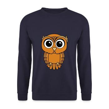 Eule Nachteule Vogel Uhu Steinkauz Owl - Unisex Pullover - Navy - Vorne - Alina (178cm) & Michal (187cm)