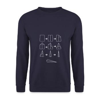 Paper Airplane Paper Plane Craft Instructions - Unisex Sweatshirt - navy - Front - Alina (178cm) & Michal (187cm)