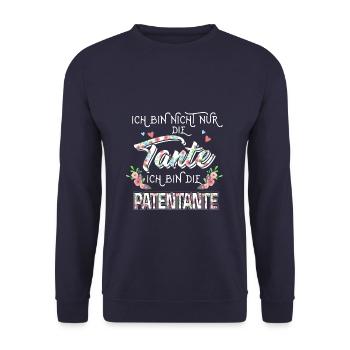 Tante Patentante Patenkind Taufpate Taufpatin - Unisex Pullover - Navy - Vorne - Alina (178cm) & Michal (187cm)