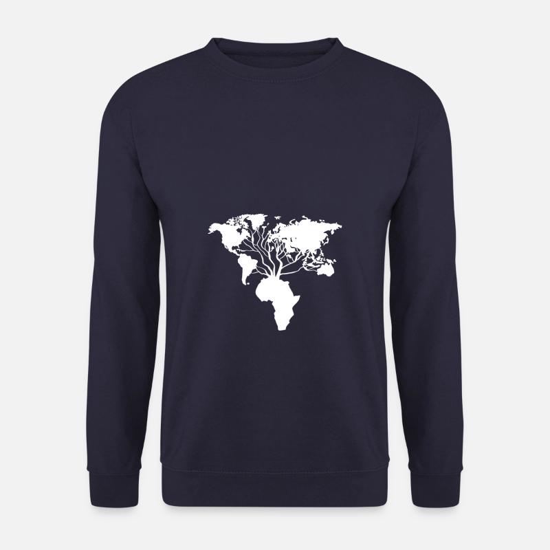 Weltkarte aus Afrika wächst Baum zur Welt Menschen - Unisex Pullover - Navy