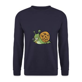 Yo cool snail - lazy slow hobby gardener - Unisex Sweatshirt - navy - Front - Alina (178cm) & Michal (187cm)