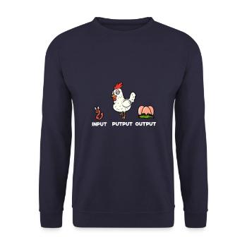 Funny Chicken Chicken Worm Input Putput Gift - Unisex Sweatshirt - navy - Front - Alina (178cm) & Michal (187cm)