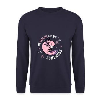 Axolotl étudiant écolière inscription école primaire - Sweat-shirt Unisexe - marine - Devant - Alina (178cm) & Michal (187cm)