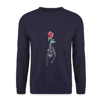 Rose coeur fleurs cadeau amour femmes fille - Sweat-shirt Unisexe - marine - Devant - Alina (178cm) & Michal (187cm)