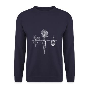 Karotten Zwiebel Kochen Gemüse Kartoffel Geschenk - Unisex Pullover - Navy - Vorne - Alina (178cm) & Michal (187cm)