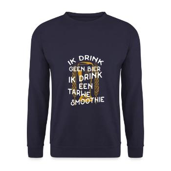 Ik drink geen beer Holland beer drinker gift - Unisex Sweatshirt - navy - Front - Alina (178cm) & Michal (187cm)
