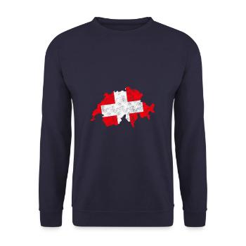 Suisse rétro - Sweat-shirt Unisexe - marine - Devant - Alina (178cm) & Michal (187cm)