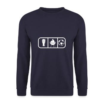 Grillen Fussball Bier Biertrinker Grill Geschenk - Unisex Pullover - Navy - Vorne - Alina (178cm) & Michal (187cm)