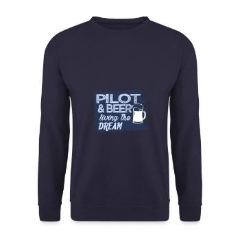 Pilot & Bier - Unisex Pullover - Navy - Vorne - Alina (178cm) & Michal (187cm)