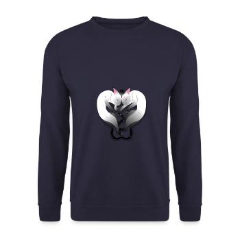 (2 chats dormants) - Sweat-shirt Unisexe - marine - Devant - Alina (178cm) & Michal (187cm)