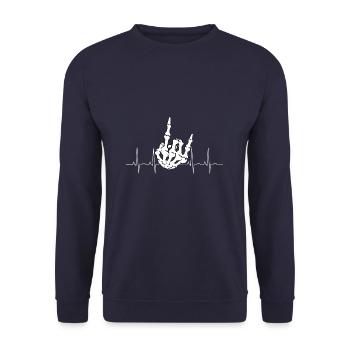 Fourche à frites ECG Mon cœur bat heavy metal rock - Sweat-shirt Unisexe - marine - Devant - Alina (178cm) & Michal (187cm)
