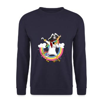 Einhorn Piraten tupfen - Unisex Pullover - Navy - Vorne - Alina (178cm) & Michal (187cm)