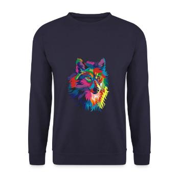 Loup coloré - Sweat-shirt Unisexe - marine - Devant - Alina (178cm) & Michal (187cm)