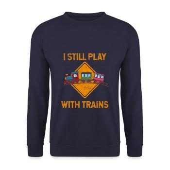 Train driver model train train railroad train driver - Unisex Sweatshirt - navy - Front - Alina (178cm) & Michal (187cm)
