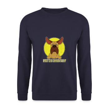 Gardez vos oreilles raides chien - Sweat-shirt Unisexe - marine - Devant - Alina (178cm) & Michal (187cm)