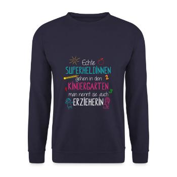Kindergarten Erzieherin - Unisex Pullover - Navy - Vorne - Alina (178cm) & Michal (187cm)