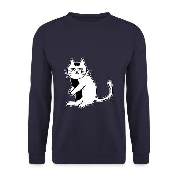 cat tired - Unisex Sweatshirt - navy - Front - Alina (178cm) & Michal (187cm)