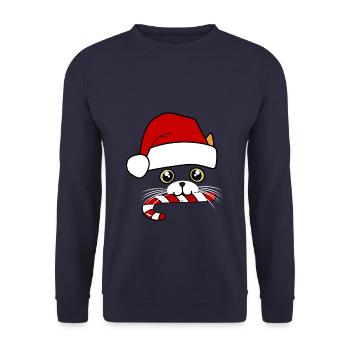 chat noel - Sweat-shirt Unisexe - marine - Devant - Alina (178cm) & Michal (187cm)