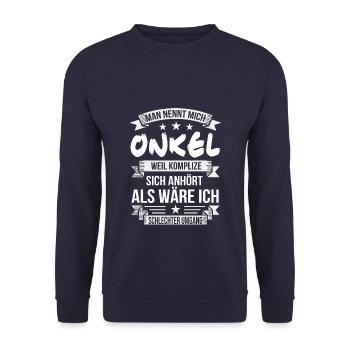Patenonkel Onkel Patenkind Taufpate Pate - Unisex Pullover - Navy - Vorne - Alina (178cm) & Michal (187cm)