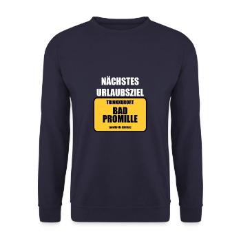 Trinkkurort Bad Promille Landkreis Absturz Saufen - Unisex Pullover - Navy - Vorne - Alina (178cm) & Michal (187cm)