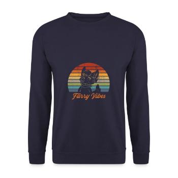 Retro Furry Vibes Furry Fandom Fursuit Furries - Unisex Sweatshirt - navy - Front - Alina (178cm) & Michal (187cm)