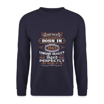 55. Geburtstag - Unisex Pullover - Navy - Vorne - Alina (178cm) & Michal (187cm)